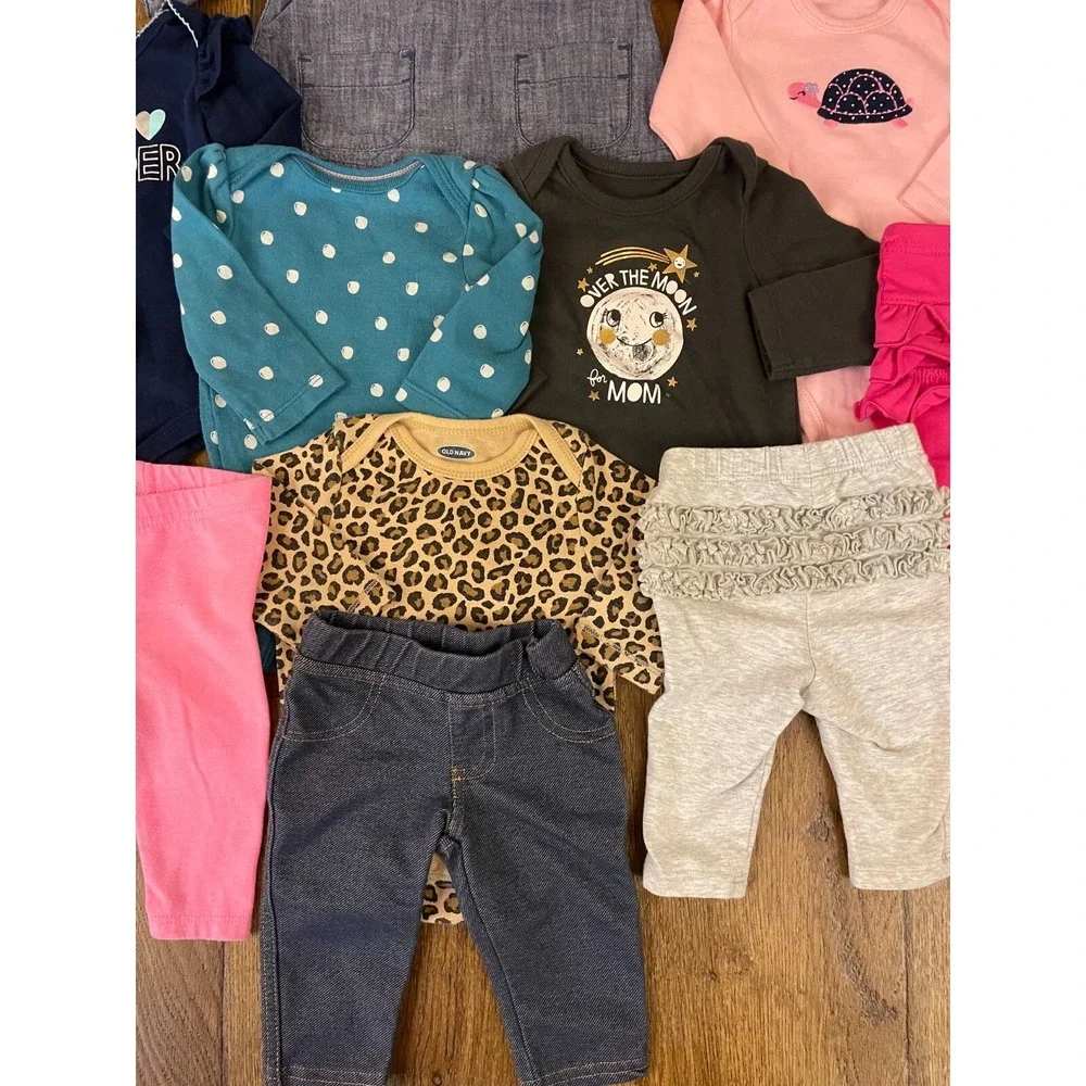 Baby Girl 0/3 Months Mix Match Pants Shirts Bodysuits Outfits Clothes Bundle Lot - Picture 9 of 13